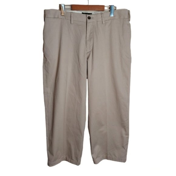Eddie Bauer Men's Dress Performance Flat-Front Beige Khakis - Size 38 x 30 - Picture 1 of 6